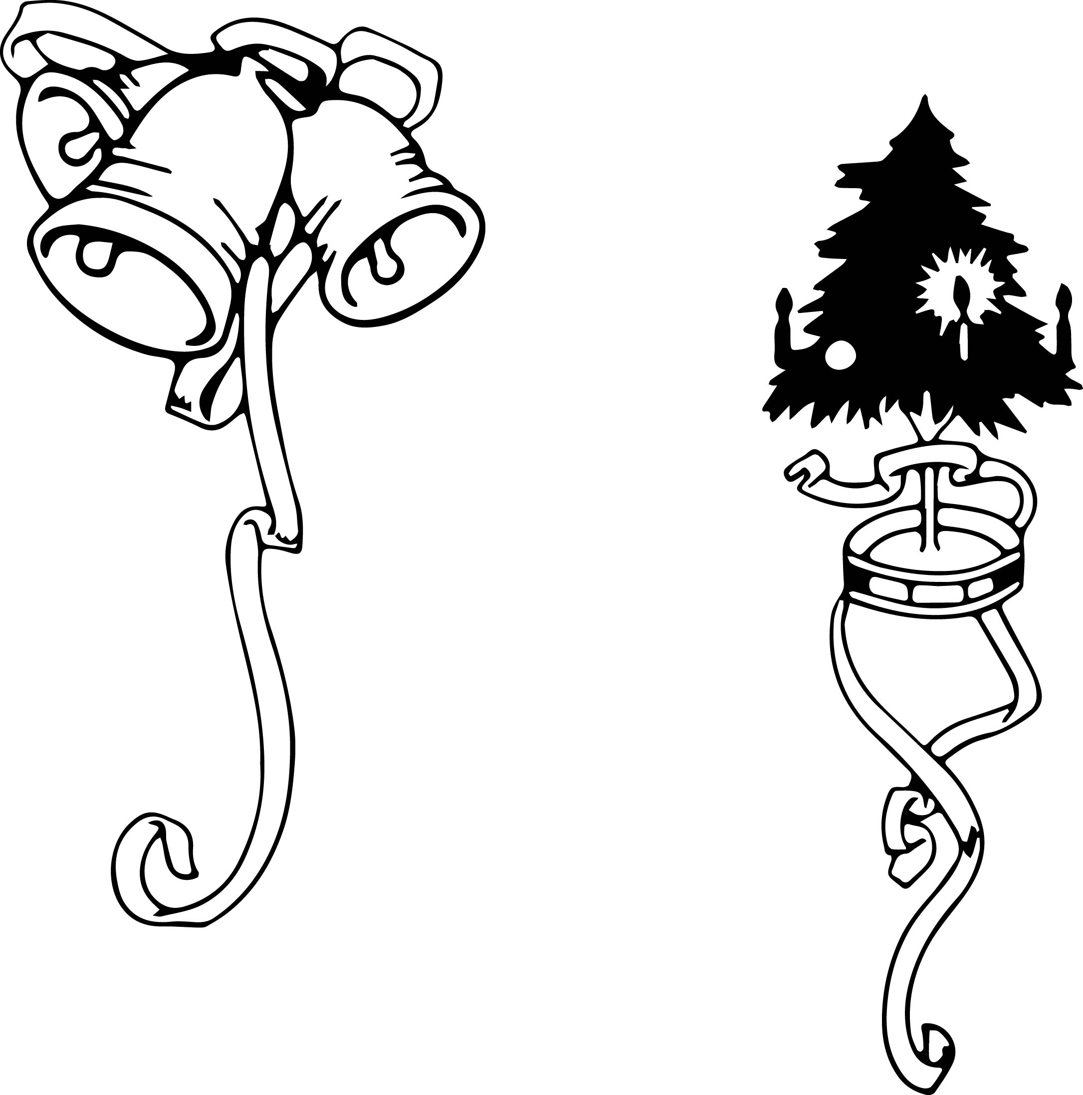 Free Christmas Clipart Bell and Tree with Ribbons Oh